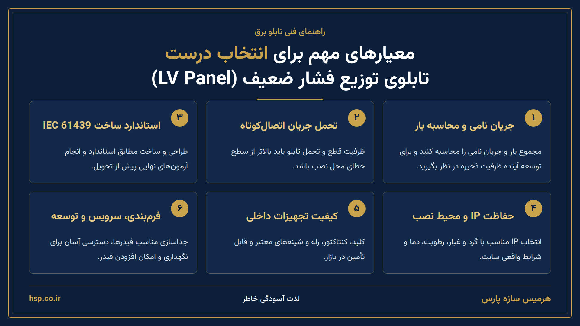 معیارهای مهم برای انتخاب درست یک تابلوی توزیع فشار ضعیف (LV Panel)